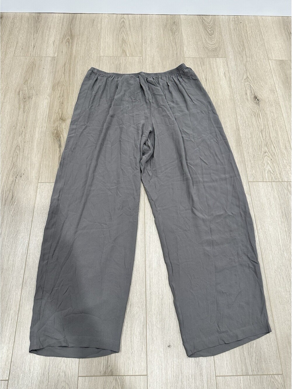 NWT Eileen Fisher Silk Georgette Crepe Ankle Pants Grey Size 3X Wide Leg